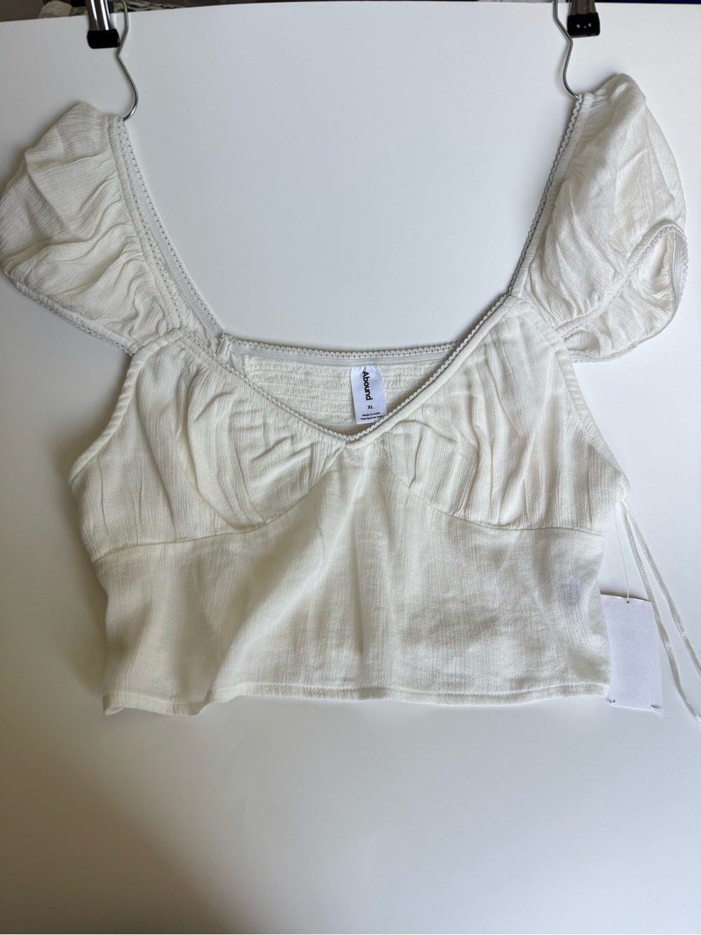 Abound White Puff-Sleeve Cropped Top